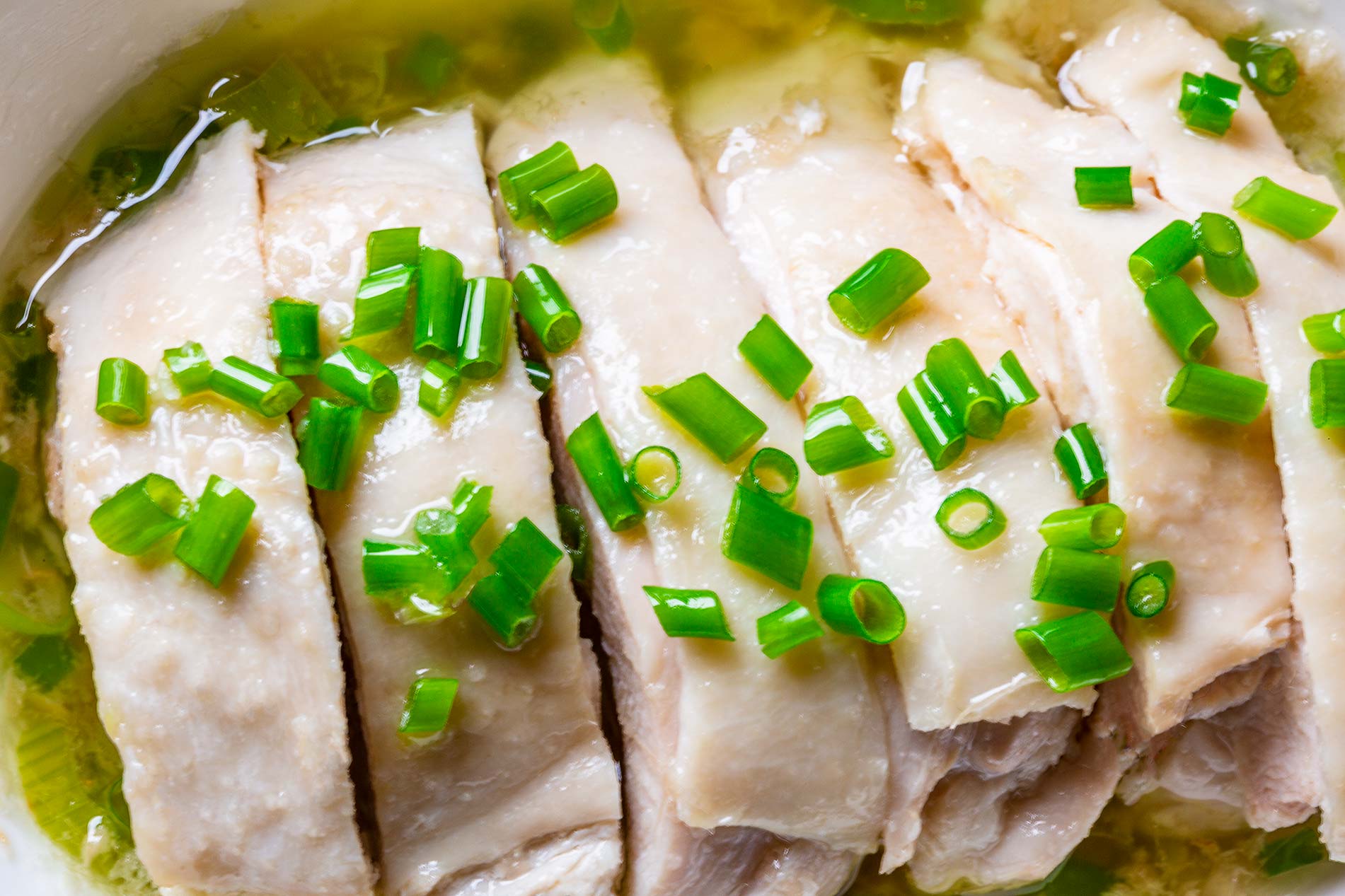 Cantonese poached Chicken - chicken in Ginger and scallion sauce