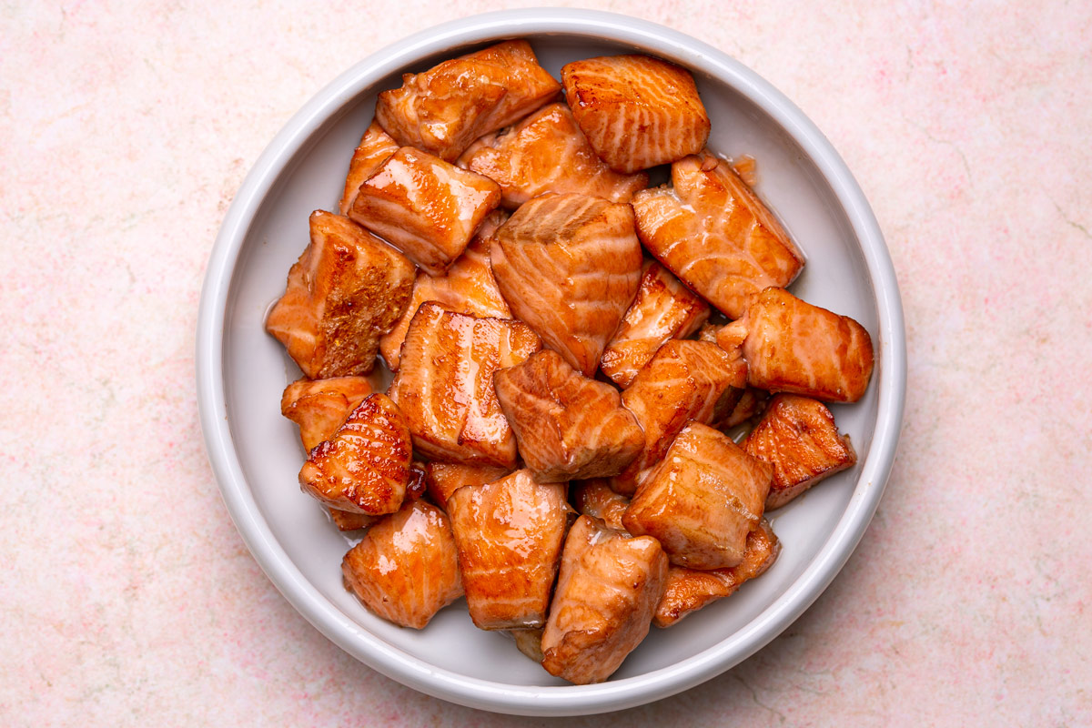 pan fried salmon cubes