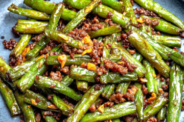 Chinese green beans and ground beef stir fry