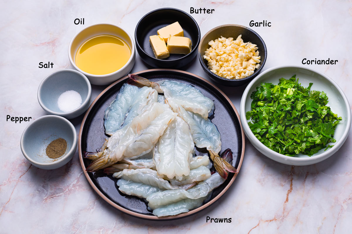 coriander garlic butter prawns ingredients