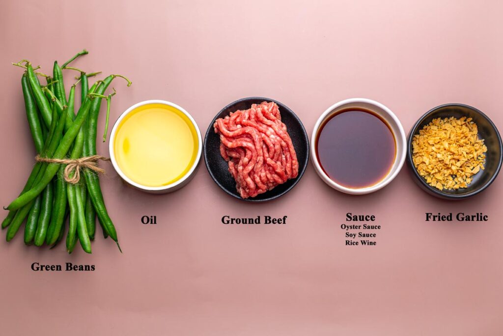 ingredients for Chinese Green Beans and Ground Beef recipe