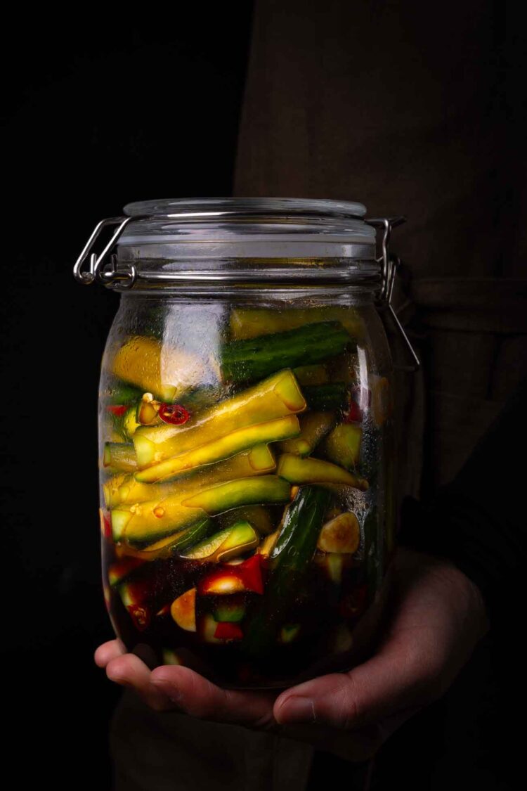 Asian Quick Pickled Cucumbers in Jar