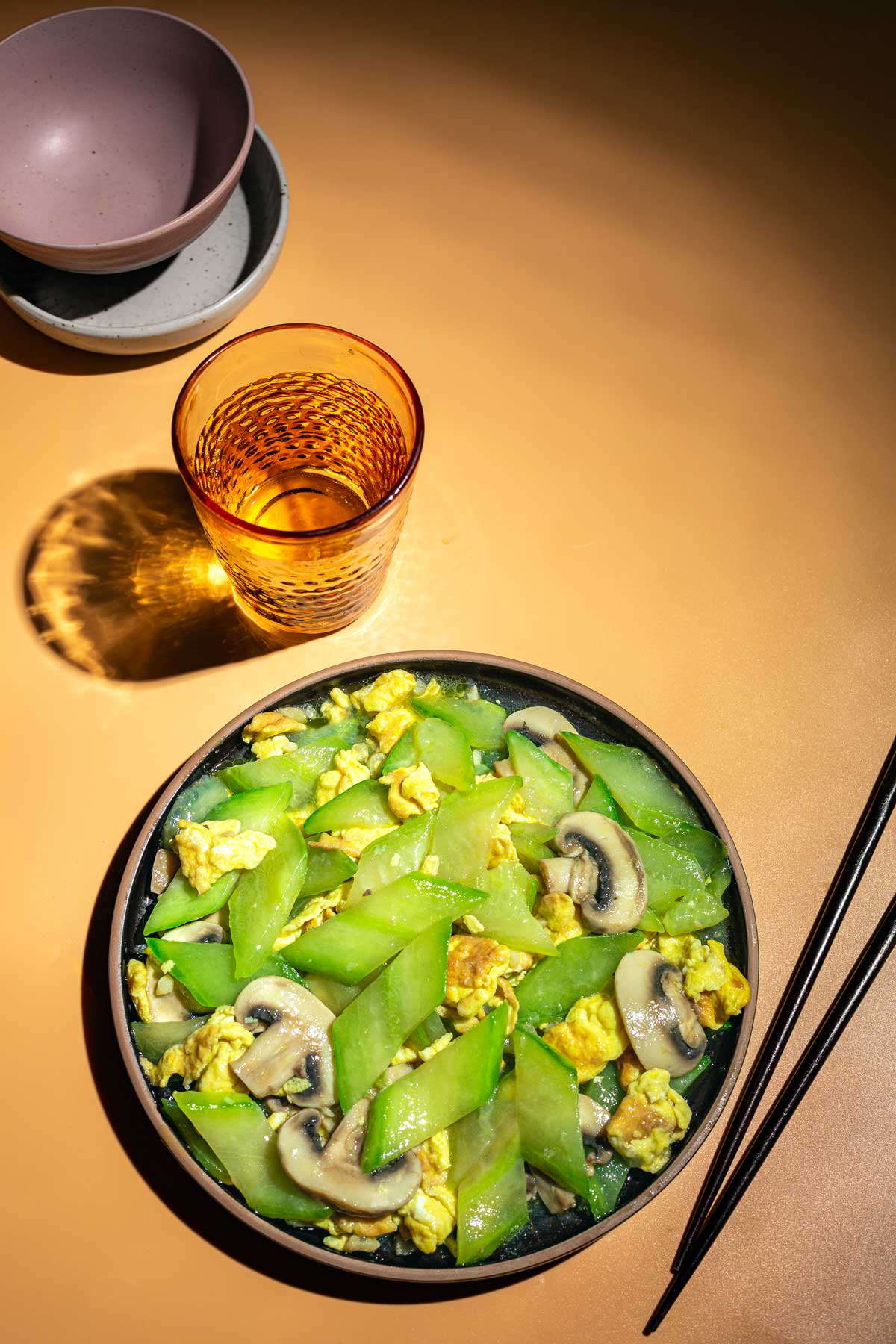 Stir Fry Cucumber with egg mushroom