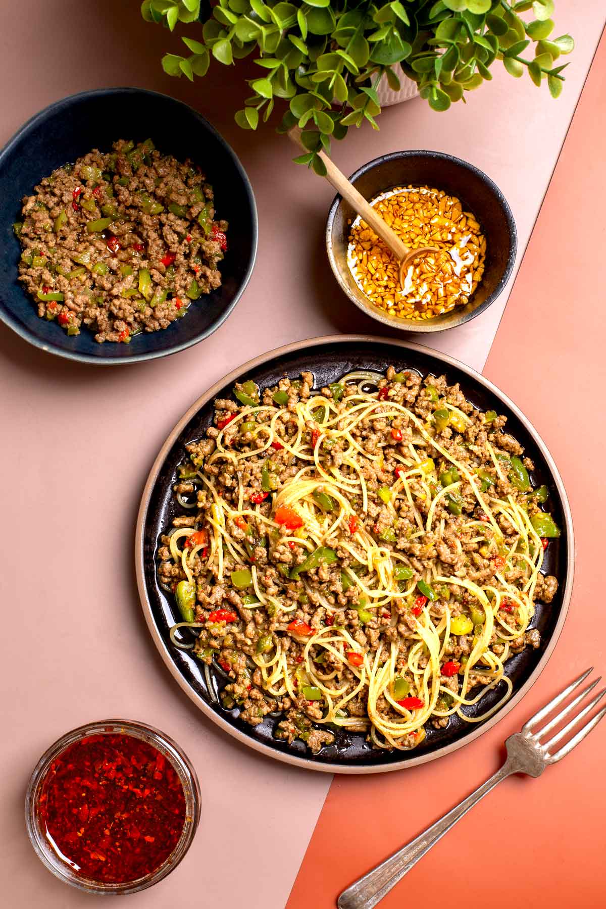 Chinese Pasta with beef and bell Pepper